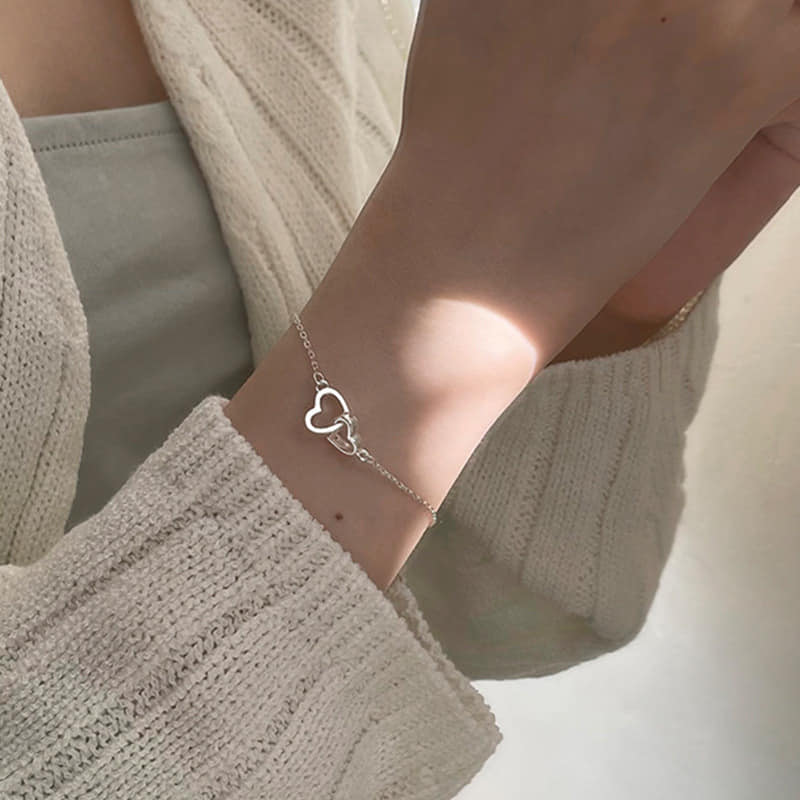 Picture of Korean  Fashion Love Chain Bracelet  For Women - Silver