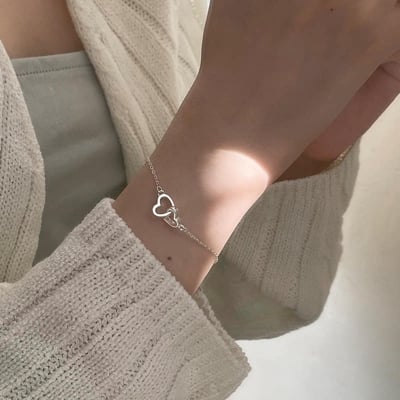 Picture of Korean  Fashion Love Chain Bracelet  For Women - Silver