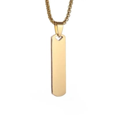 Picture of New Stainless Steel  Golden Square Pendant Necklace for Men - Gold