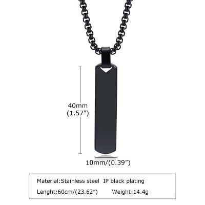 Picture of New Balck Stainless Steel Pendant and Bar Necklace Chain  for Men - Black