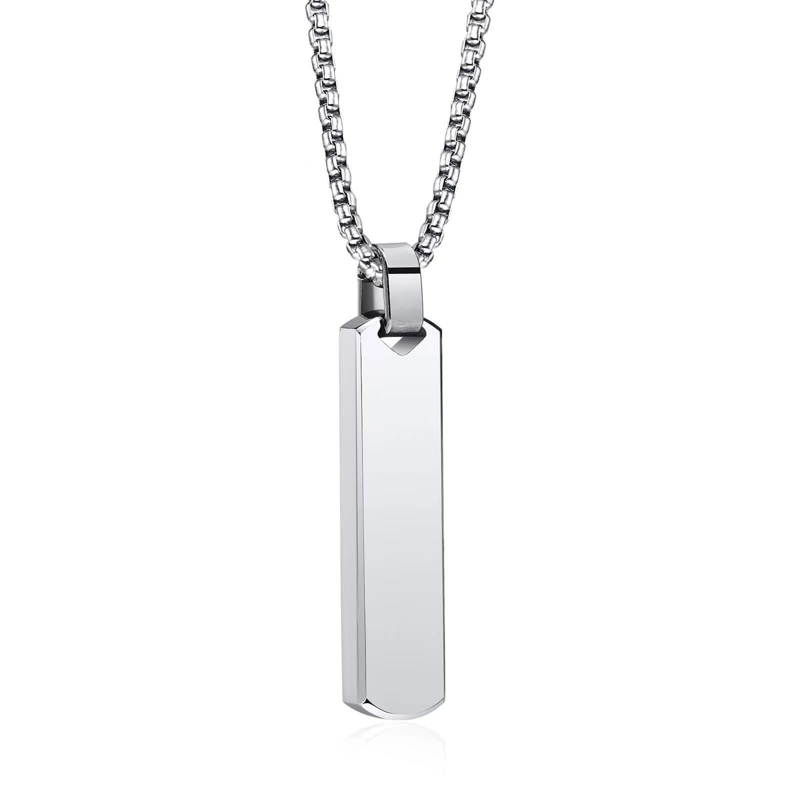 Picture of New Fashionable Boys Pendant and Bar  Silver Necklace for Men, Stainless Steel - Silver