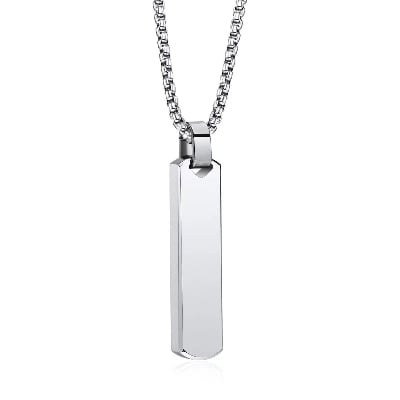Picture of New Fashionable Boys Pendant and Bar  Silver Necklace for Men, Stainless Steel - Silver