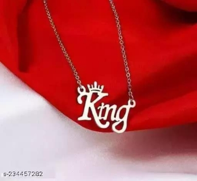 Picture of King Pendant Necklace For Men Women Stainless Steel Chain Necklace for Men - Silver