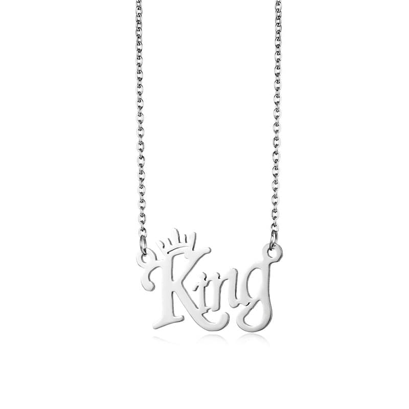 Picture of King Pendant Necklace For Men Women Stainless Steel Chain Necklace for Men - Silver