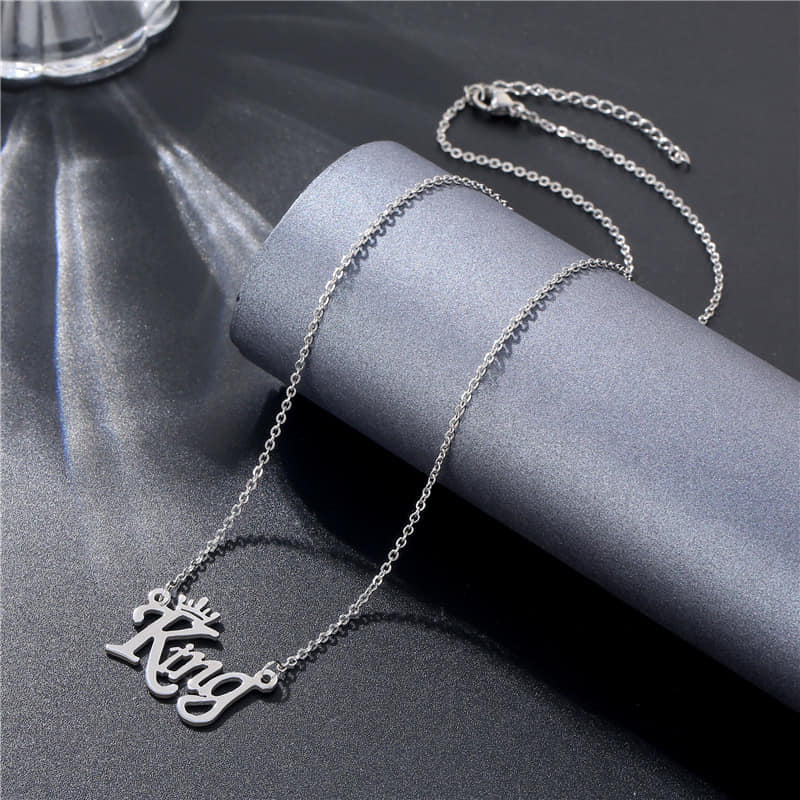 Picture of King Pendant Necklace For Men Women Stainless Steel Chain Necklace for Men - Silver