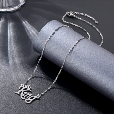 Picture of King Pendant Necklace For Men Women Stainless Steel Chain Necklace for Men - Silver