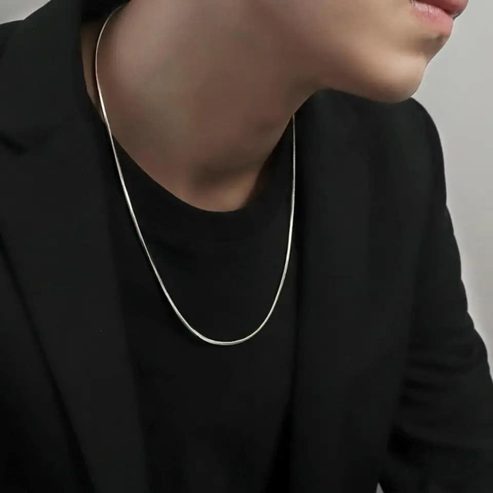 Picture of Geometry Necklace Stainless Steel Trendy Fashion Necklace For Men - Silver