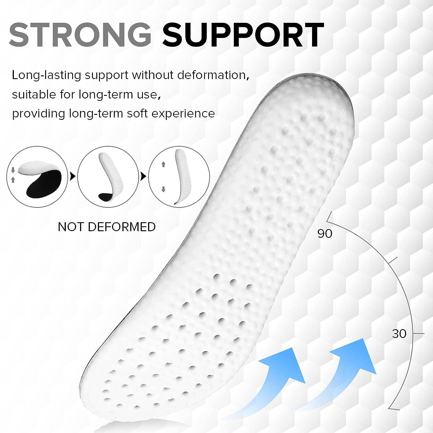 Picture of New Sport Insoles Shock Absorption Cushioning Memory Foam Shoes Insole with Velvet Surfaces - White