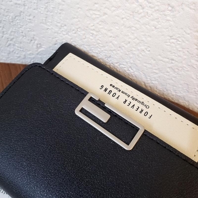 Picture of New Fashionable Short Zipper Penny Purse - Small Penny Purse, Money Bag, Trendy PU Leather Wallet - Black