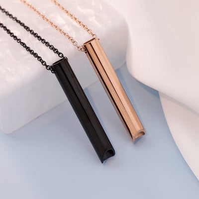 Picture of Trendy Simple Stainless Steel Relieve Stress Anxiety Attack Meditation Tool Necklace for Men - Black