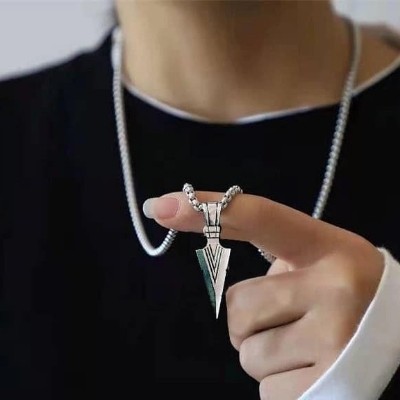 Picture of Silver Alloy Necklace Black Silver Plated Alloy Necklace - Silver