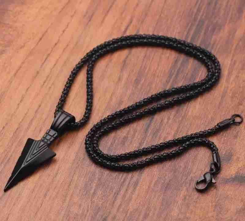Picture of Black  Stainless steel Mindful Breathing Necklace - Black