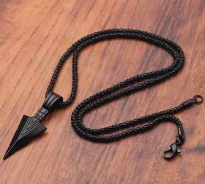 Picture of Black  Stainless steel Mindful Breathing Necklace - Black