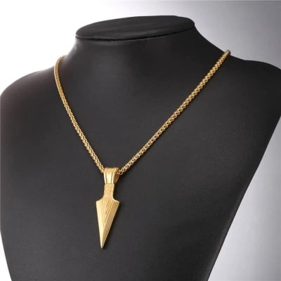 Picture of Arrow Necklace Stainless Steel Trendy Fashion Arrow Design Chain for Men - Gold