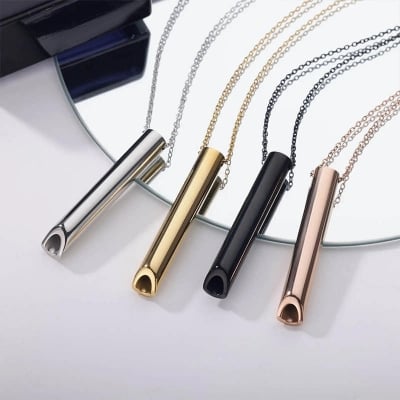Picture of Mindfulness Pendant Relieve Anxiety Stress Stainless Steel Silver Fashion Necklace For Men Chain for Men