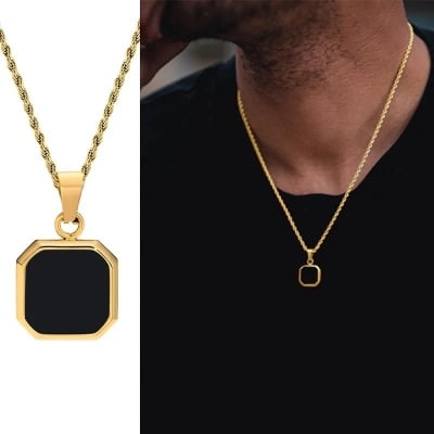 Picture of Highly Sustainable - Trendy Simple Stainless Steel Chain Jewellery Gift For Men - Durabilty Assured - Well Inspired & Crafted - Gold