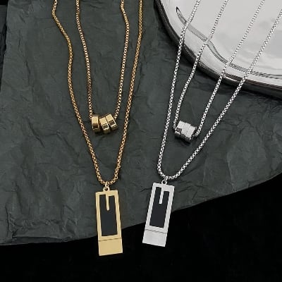 Picture of New Stylish Fashionable Men Fashion Jewellery Stainless Steel Silver Golden Chain Necklaces