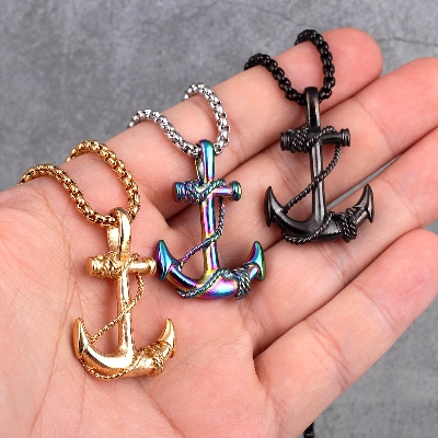 Picture of Anchor Chain Pendants Necklace rendy Simple Stainless Steel Chain Jewellery Gift - Modern - Choice Expression - Gold
