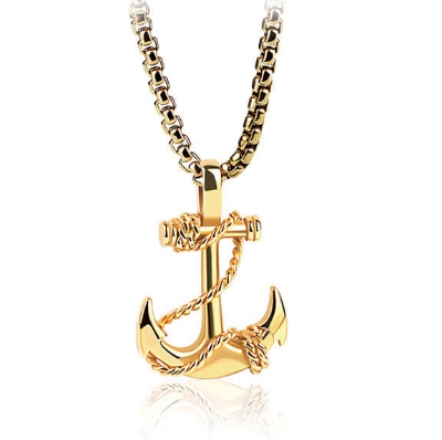 Picture of Anchor Chain Pendants Necklace rendy Simple Stainless Steel Chain Jewellery Gift - Modern - Choice Expression - Gold