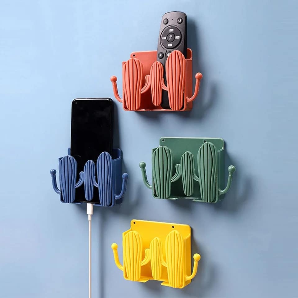 Picture of Wall Mounted Storage Box with Hook Cactus Control Phone Organizer Holder Office Mobile Phone Charging Stand New - Multicolor