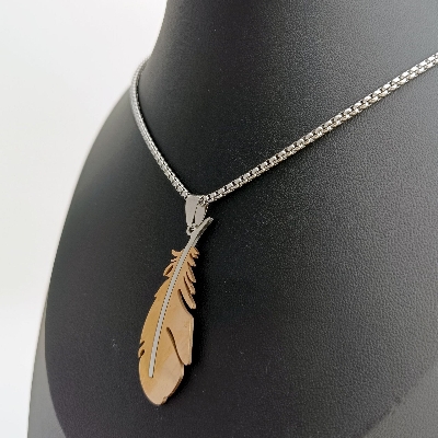 Picture of Fashionable Geometry Stainless Steel Black Fashion Necklace For Men - Gold