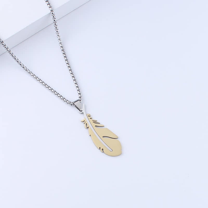 Picture of Fashionable Geometry Stainless Steel Black Fashion Necklace For Men - Gold