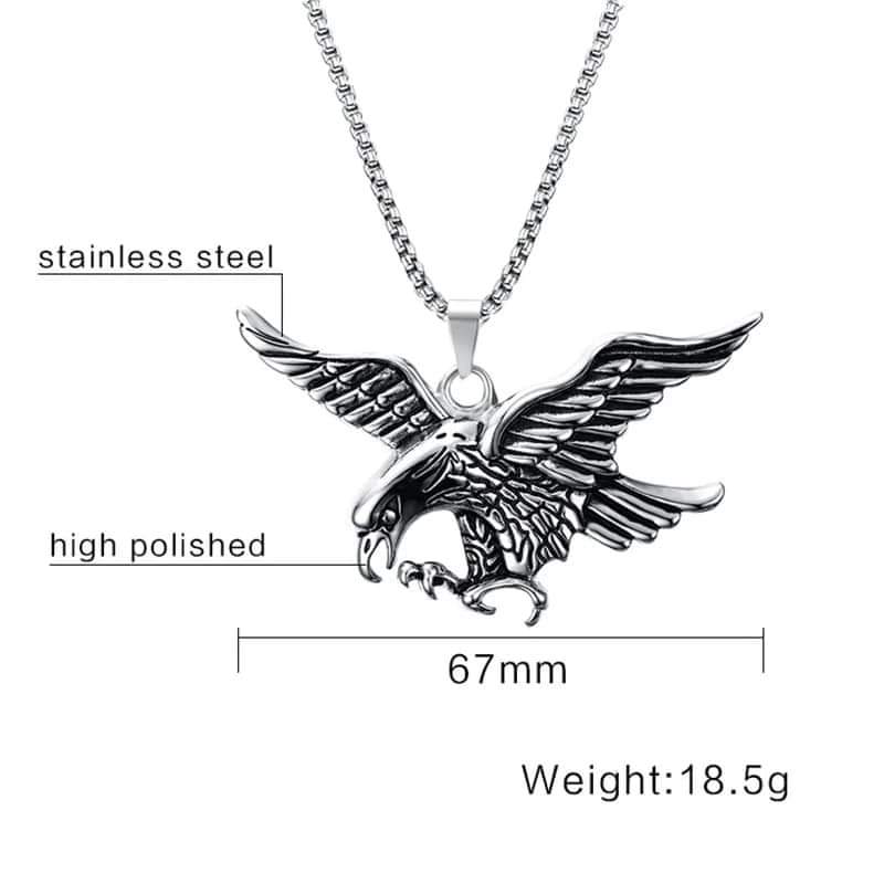 Picture of Stainless Steel Hawk Eagle Necklace Fly Animal Bird Falcon Pendant Chain For Men - Silver