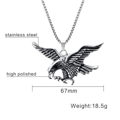 Picture of Stainless Steel Hawk Eagle Necklace Fly Animal Bird Falcon Pendant Chain For Men - Silver