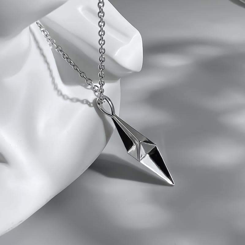 Picture of Lightning Bolt Shaped Necklace For Men, Fashion Domineering Personality Hiphop Pendant, Simple Couple Long Jewelry - Silver