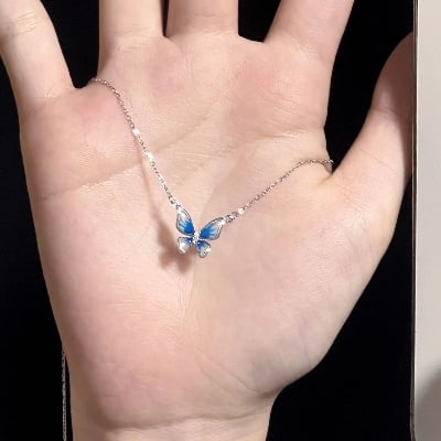 Picture of Delicate  Elegant Romantic  Sweet Cute Chain For Girls Necklace - Blue