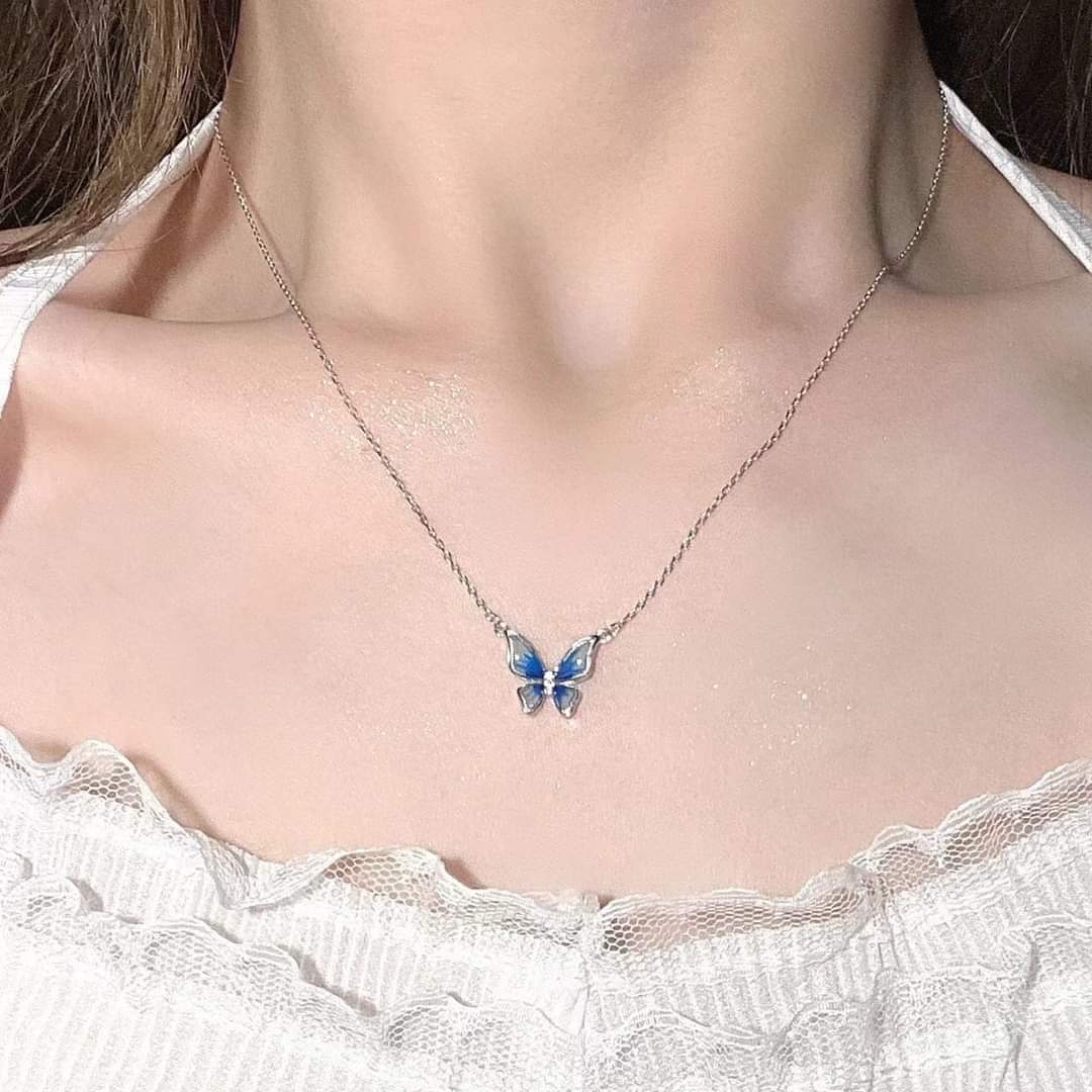 Picture of Delicate  Elegant Romantic  Sweet Cute Chain For Girls Necklace - Blue