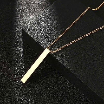 Picture of Stainless Steel Square Pendant Golden Necklace Men Chain For Men - Gold