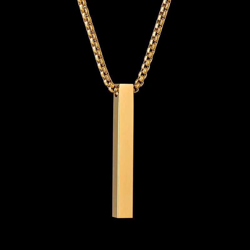 Picture of Stainless Steel Square Pendant Golden Necklace Men Chain For Men - Gold