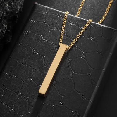 Picture of Stainless Steel Square Pendant Golden Necklace Men Chain For Men - Gold