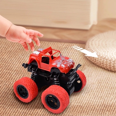 Picture of Red Mini Monster Truck Pull Back Cars Toys, Manual 360 Degree Stunt Truck Red - Red
