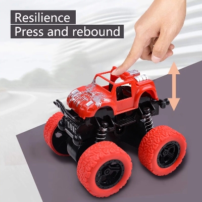 Picture of Red Mini Monster Truck Pull Back Cars Toys, Manual 360 Degree Stunt Truck Red - Red