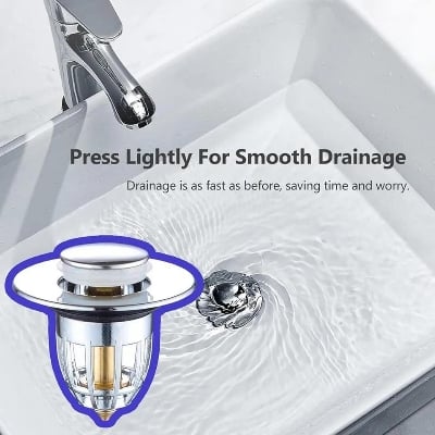 Picture of New bathroom sink stopper replacement,Pop-up Stainless Steel Sink - Silver