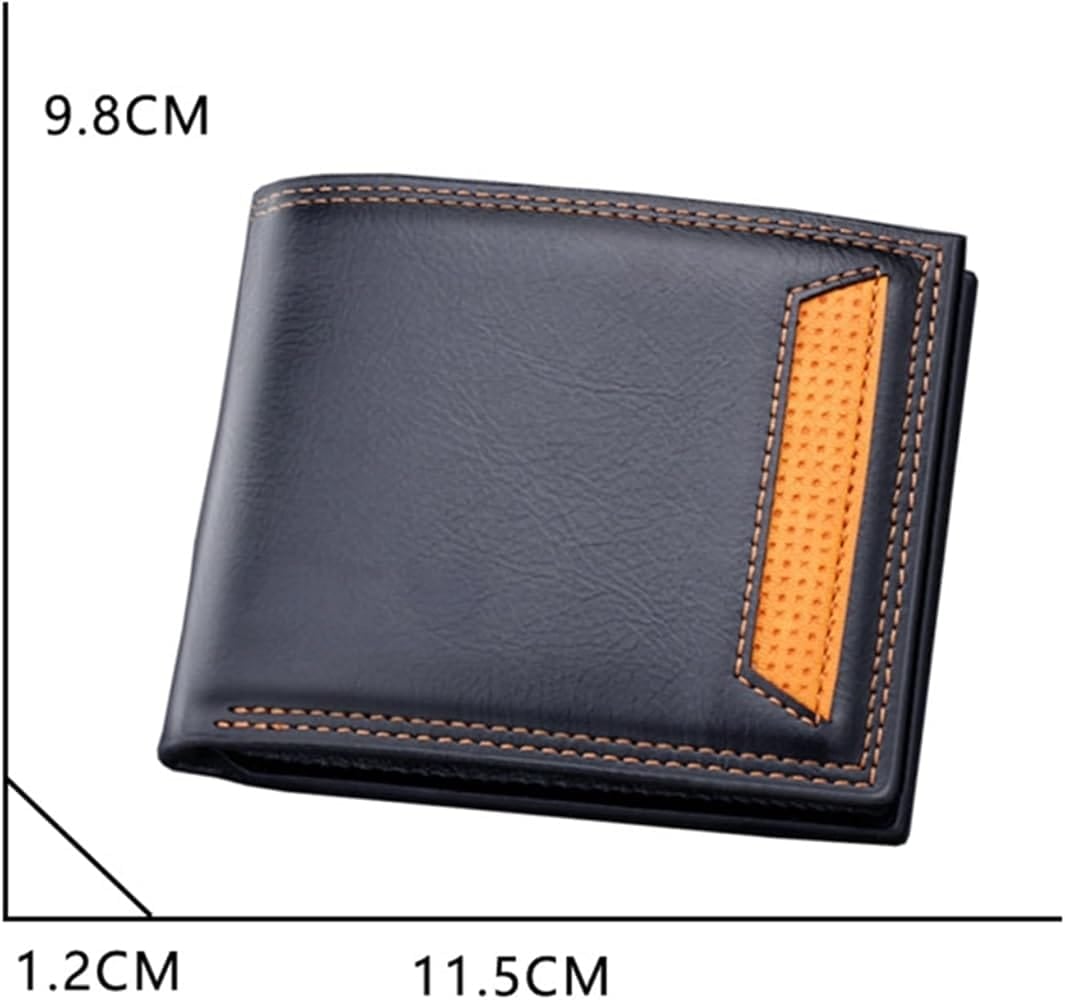 Picture of New Men PU Leather Purse Black Frosted Material Youth Credit Card Holder Coin Purse - Black