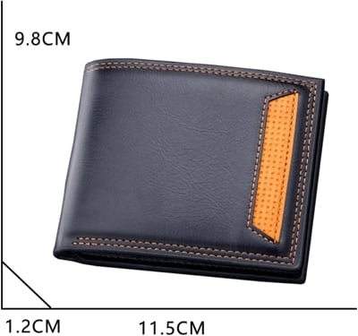 Picture of New Men PU Leather Purse Black Frosted Material Youth Credit Card Holder Coin Purse - Black