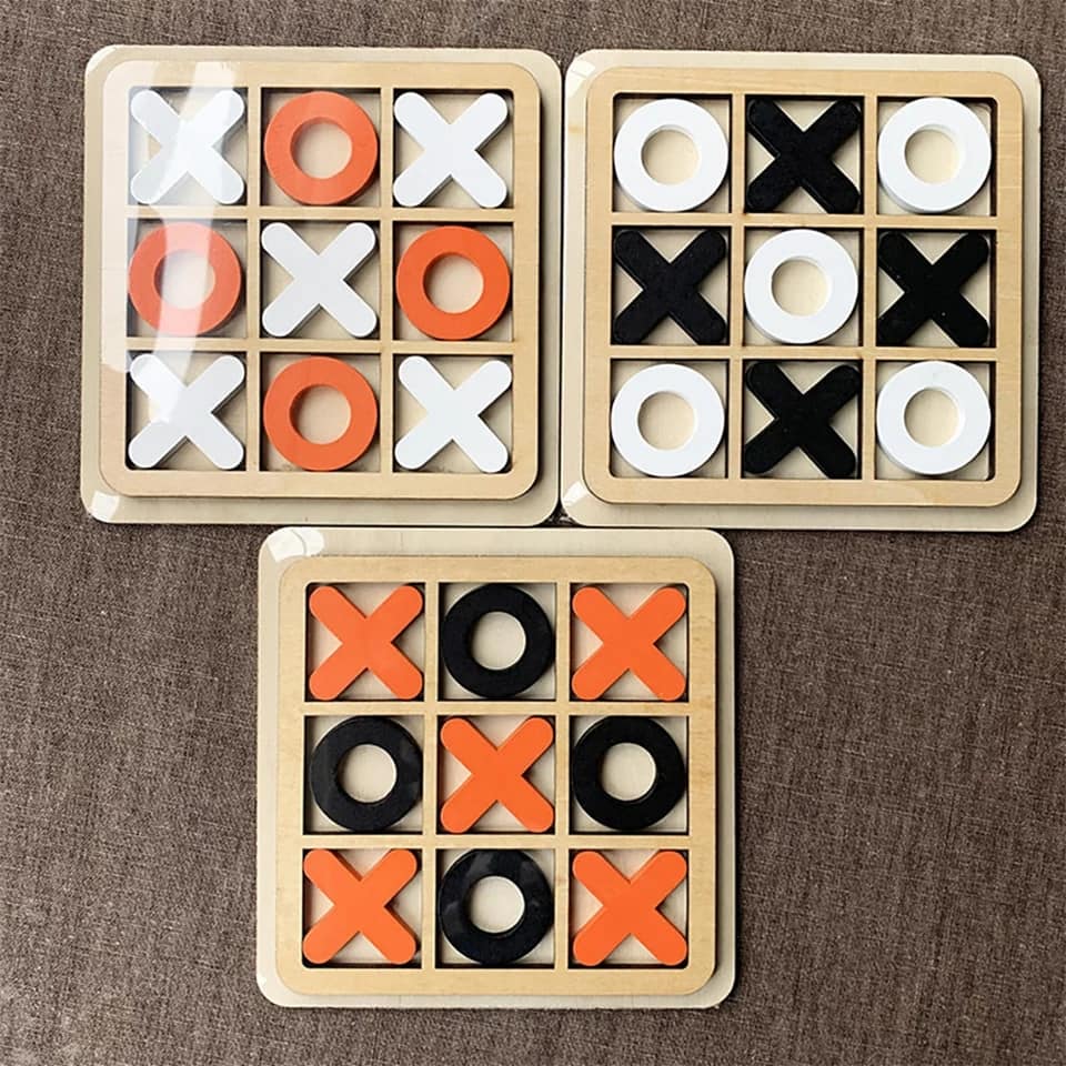 Picture of Wooden XO Tic Tac Toe Game Board Entertainment, Great Gift For