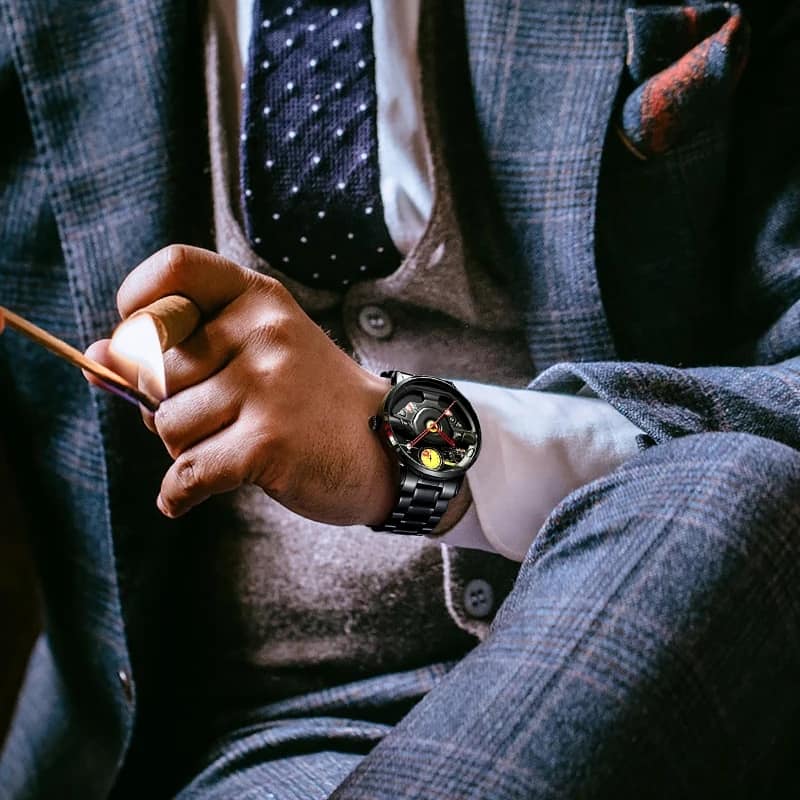 Picture of Men's Watch  Sanda model new luxury fashion stainless steel quartz movement wrist-watch - Black