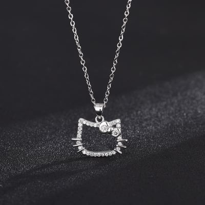Picture of Hello Kitty Pendant Cute Cartoon Necklace Light Luxury High Grade Jewelry Festival Gift Toys-Chain for Women - Silver