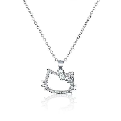 Picture of Hello Kitty Pendant Cute Cartoon Necklace Light Luxury High Grade Jewelry Festival Gift Toys-Chain for Women - Silver