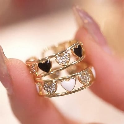 Picture of Love Shining Micro Diamond Hollow Out Ring Fashion Opening Adjustable Alloy Ring Women Jewelry Accessory