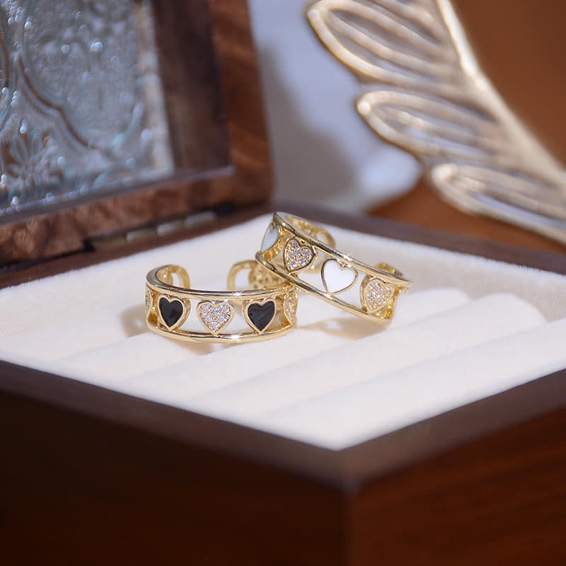 Picture of Love Shining Micro Diamond Hollow Out Ring Fashion Opening Adjustable Alloy Ring Women Jewelry Accessory