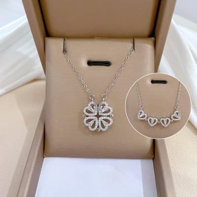 Picture of Magnetic Love Pendant Sweater Chain Long Multi-Layer Necklaces For Women Fashion - Silver