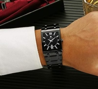 Picture of Square Quartz Watch Luxury Elegant Fashion Wristwatch Black - Black