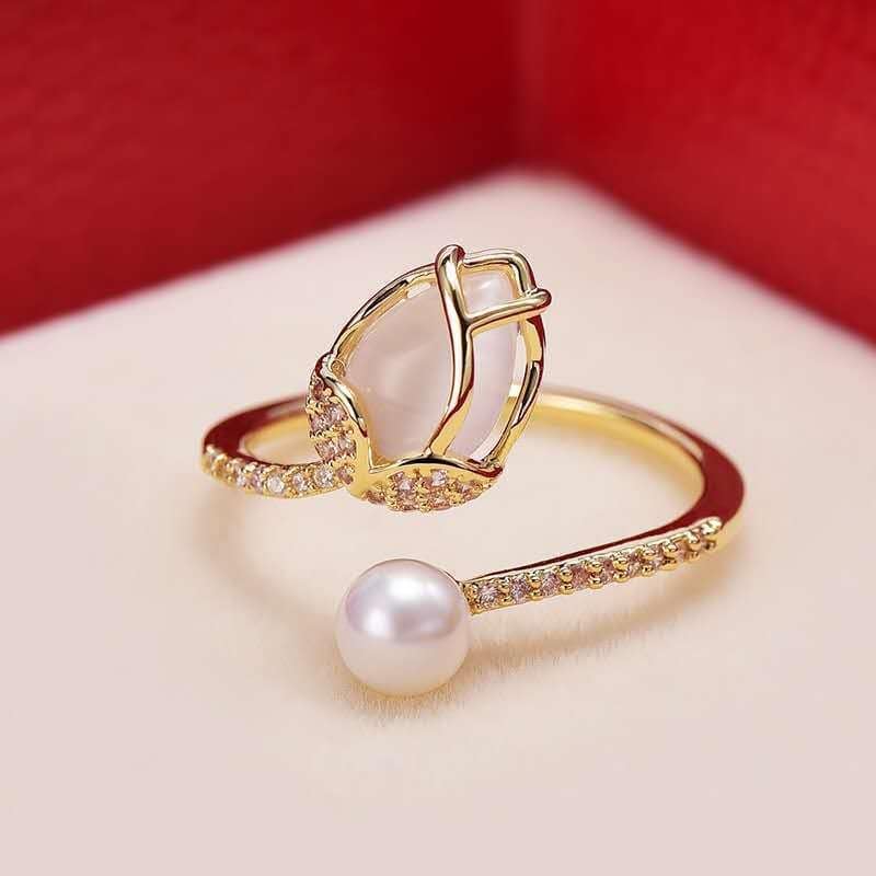 Picture of Indispensable -Korean Style Tulip Flower Rings For Women Sweet Cute Finger Ring Proposal Wedding Fine Jewelry Gift - Ring For Girls- Innovative - Gold