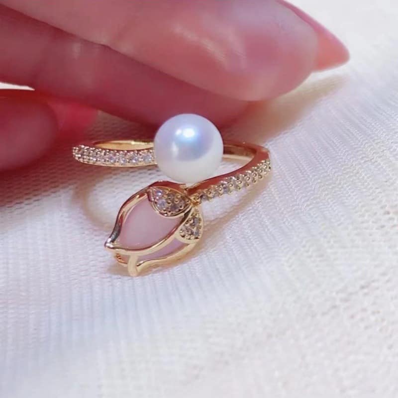 Picture of Indispensable -Korean Style Tulip Flower Rings For Women Sweet Cute Finger Ring Proposal Wedding Fine Jewelry Gift - Ring For Girls- Innovative - Gold