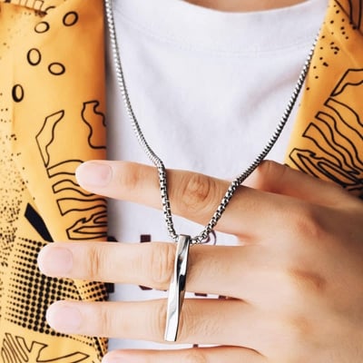 Picture of High Quality Men Fashion Jewellery Stainless Steel Round Chain Necklaces - Silver